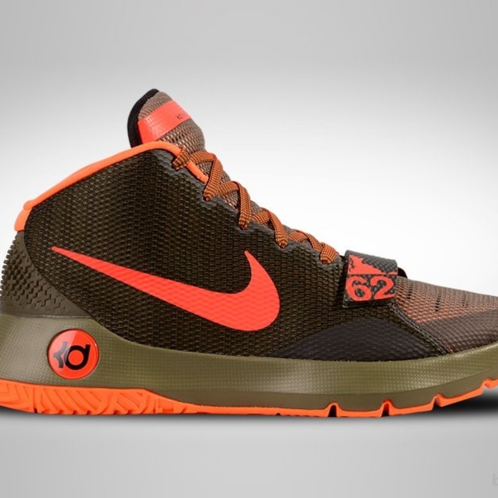 Nike LeBron James 62 grey and orange.